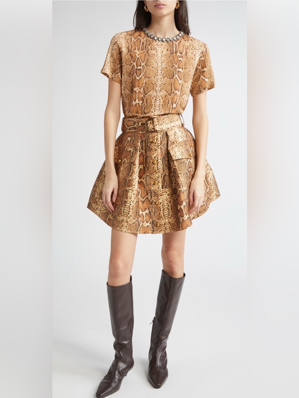 NWT $795 Zimmermann Hypnotic Belted 
Silk & Cotton Utility Miniskirt  AU 0  US 4